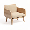 Wooden armchair with fabric upholstery and natural finish 70 x 70 x 75cm