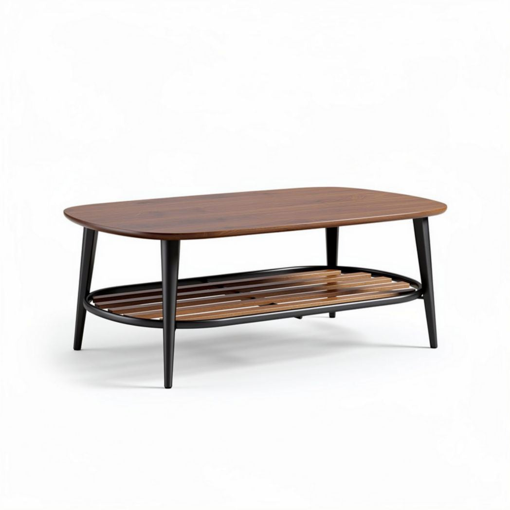 Wooden coffee table with storage shelf 120 x 60 x 45cm brown and black