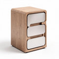 Wooden nightstand with three shelves and stainless steel accents 40 x 30 x 60cm