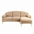 Contemporary beige fabric sectional sofa with gold metal legs 200 x 90 x 85cm