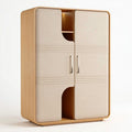 Wooden wardrobe with fabric doors and interior shelf 80 x 40 x 180cm