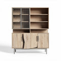Wooden storage cabinet with glass doors and metal legs 80 x 40 x 120cm