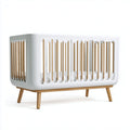 Wooden crib with rattan accents for infants 120 x 60 x 80cm