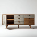 Wooden sideboard cabinet with sliding door and metal legs 120 x 40 x 70cm