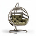 Hanging egg chair with cushions for indoor and outdoor use olive green 80 x 80 x 120cm