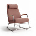 Rocking chair with fabric upholstery and metal frame in red color 80 x 65 x 100cm