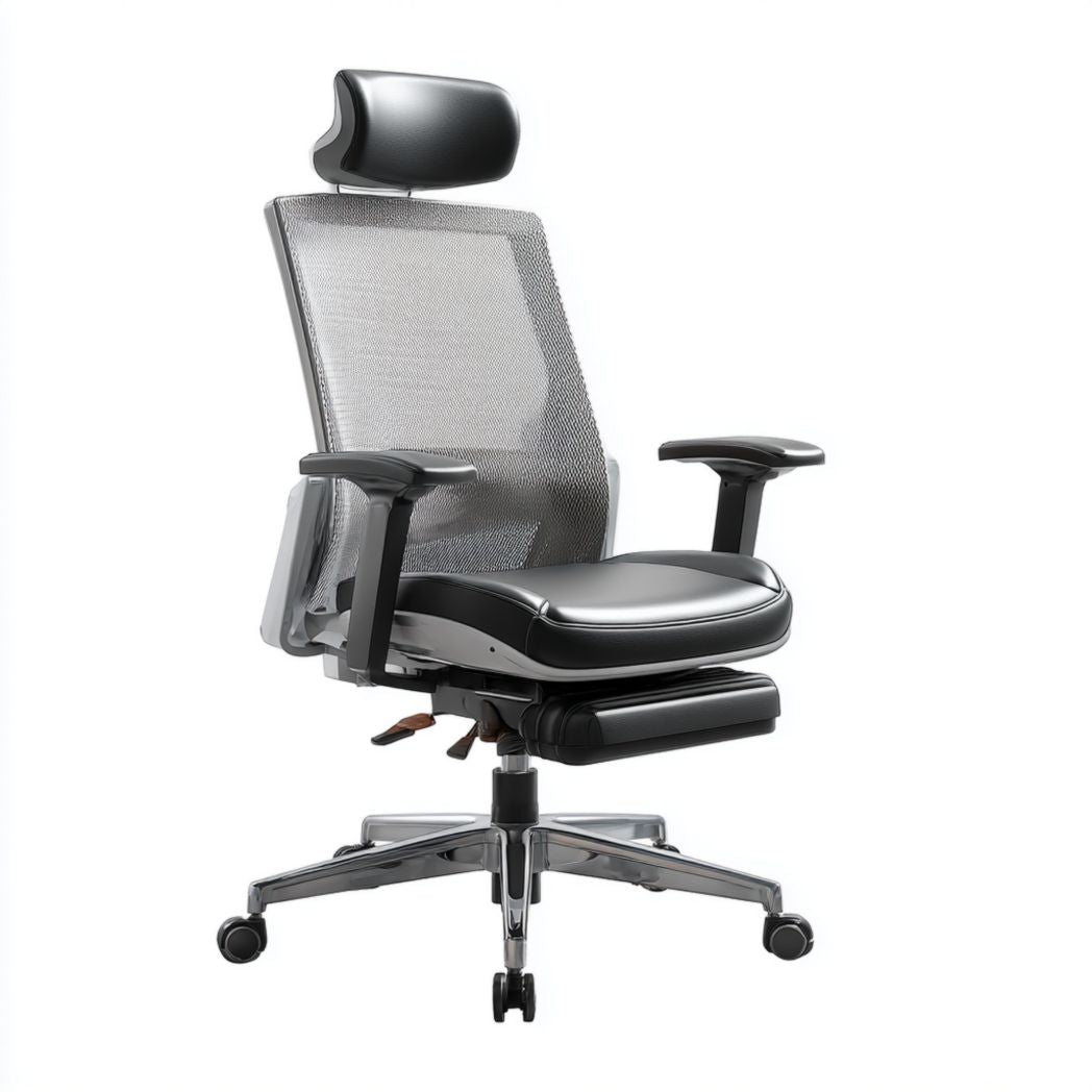 Mesh ergonomic office chair with adjustable headrest and lumbar support