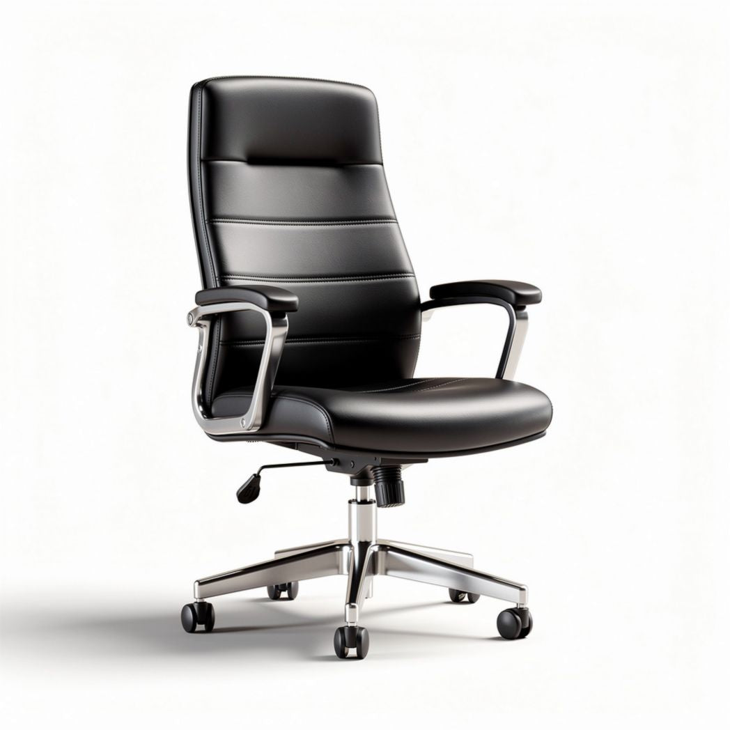 Leather office chair with adjustable height and chrome base 60 x 60 x 100cm